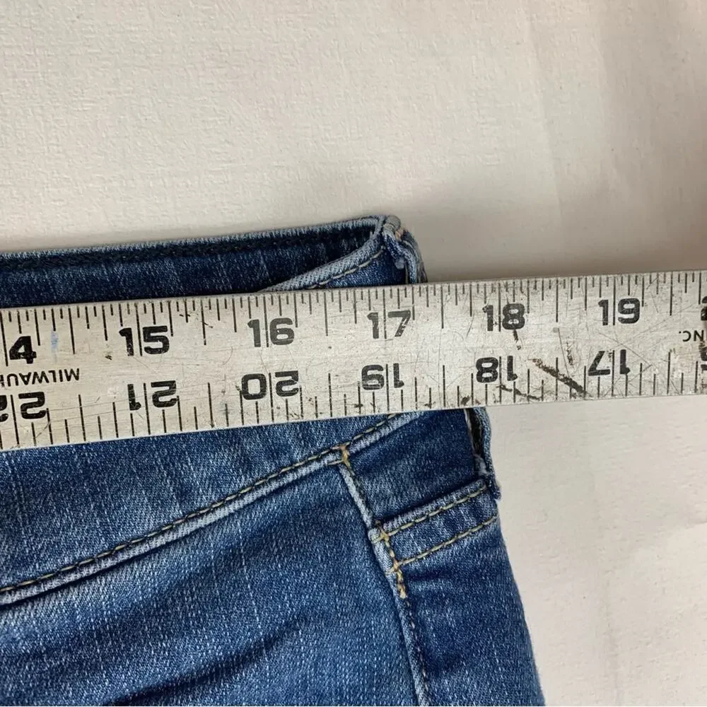 Torrid size 14 button front denim Blue Distressed Jean Shorts Casual Cut-Off